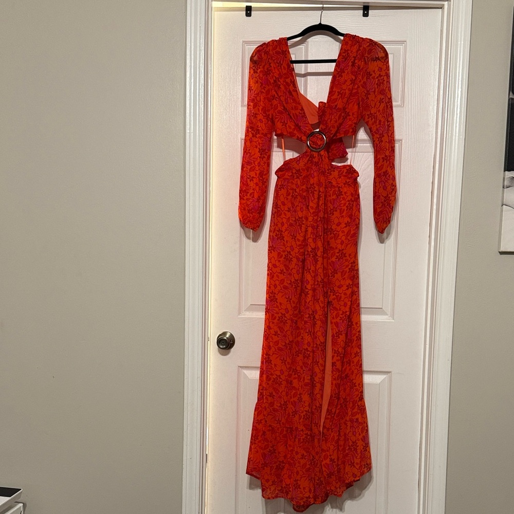 Vici Red Floral Long Sleeve Dress